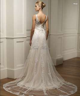   neck Wedding Dress Bridal Gown Size Free Custom New Hot♥  