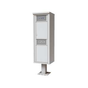 versatile™ Pedestal Mount Trash / Recycling Bins in White   51 1/4