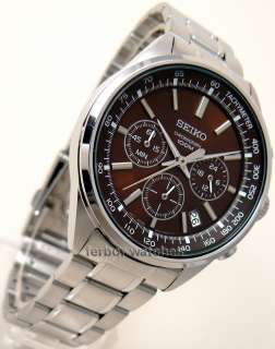 SEIKO CHRONO TACHY BROWN FACE DATE STAINLESS STEEL BAND 100m SSB041 