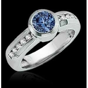   45 carats blue diamond engagement ring bezel setting 