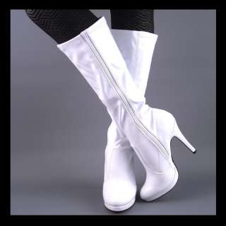 NEW WHITE KNEE HIGH STRETCH BOOTS  