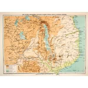   British Central Africa Adjoining Countries   Original Lithographed Map