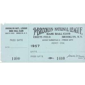  Brooklyn Dodgers 1955 Game Ticket