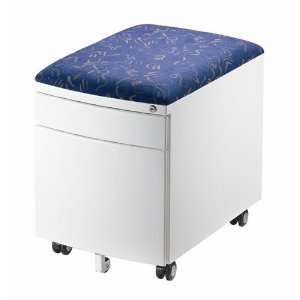   Drawer Cushion Top Mobile File Cabinet   Blue: Furniture & Decor