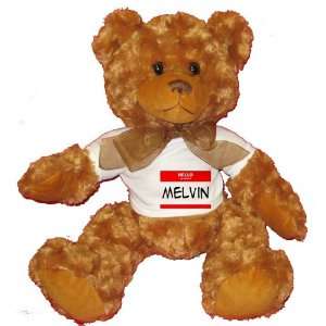  HELLO my name is MELVIN Plush Teddy Bear with WHITE T 