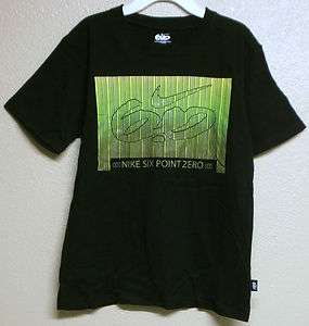 Nike 6.0 Boys Swoosh Logo T Shirts Black/Lime Green/Yellow #975132 NWT 