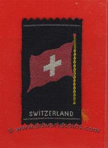 TOBACCO SILK c. 1920   SWITZERLAND FLAG RARE! 2.5x1.5  