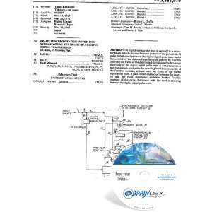 NEW Patent CD for FRAME SYNCHRONIZATION SYSTEM FOR SYNCHRONIZING THE 
