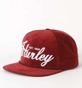 Hurley Red Corduroy Flat Bill Classic Snapback Hat Ball Cap New NWT 