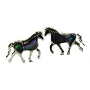 Wild Pearle Genuine Abalone Shell Horse Post Earrings ~ Comes Gift 