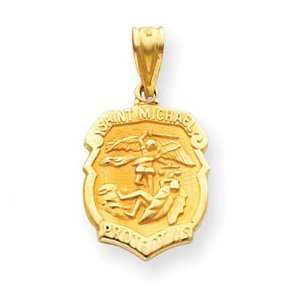  14k Yellow Gold Saint Michael Medal Badge Pendant: Jewelry