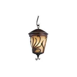   Large Hanging Lantern, Mayan Bronze Finish with Clear Seeded Glass