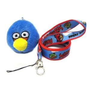  Angry Bird Lanyard Key chain with Bonus Blue Bird Plush 