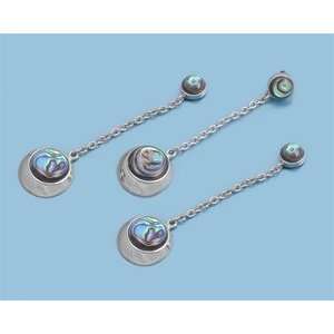   : Sterling Silver Abalone Jewelry Set   Pendant and Earrings: Jewelry