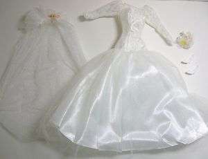 Barbie Wedding Party Gift Set Bride Fashion Dress Veil Bouquet Shoes 