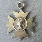   Edwardian Sterling Silver Britannia Maltese Cross Watch Fob Medal 1905