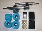 New LONGBOARD CRUISER SKATEBOARD TRUCKS + 65mm SOLID BLUE Soft WHEELS 