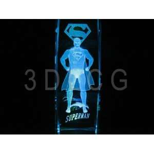  Superman 6 Inch 3D Laser Etched Crystal FREE SHIPPING 