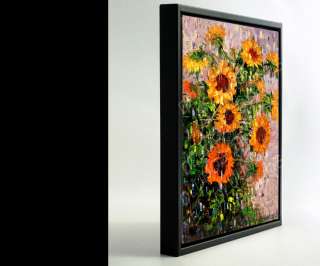 MODERN Impressionism Palette Knife Sunflower Blooms ORIGINAL Oil 