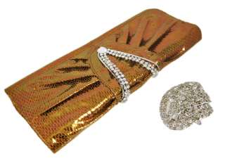 Metallic Bronze Snakeskin Texture Evening Bag Clutch  
