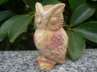 Rare China Hand Carved Silvermist Gemstone Owl Figurine S5179  