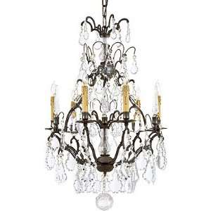   Crystal 6 Light Chandelier With Patina Bronze Finish