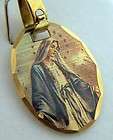 Miraculous Mary Charm Pendant 14KT Gilded Catholic Gift Boxed Medal 