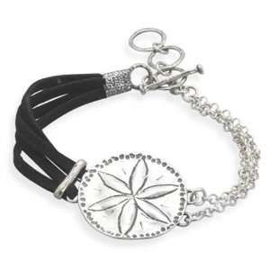    7+1 Multistrand Suede and Chain Sand Dollar Bracelet: Jewelry