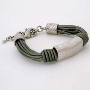  Silver Leather & Silver Tube Bracelet Escape From Paris Jewelry