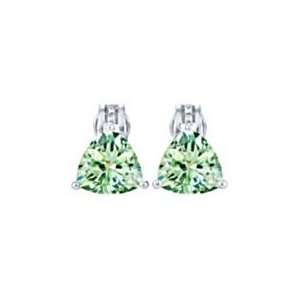   Trillion Cut Green Amethyst Earrings with Diamond Accents: Jewelry