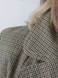 THOMAS BURBERRY LADIES COTTON QUILT LINED HOUNDSTOOTH PLAID COAT 