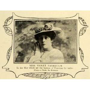 1907 Print English Actress Violet Vanbrugh Ladies Panamas Hat Fashion 