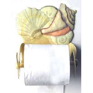    Hand Painted Metal Seashell Toilet Paper Holder: Home & Kitchen