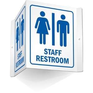 Staff Restroom (Men / Women Pictograms) Alumm Projecting Sign, 5 x 6 