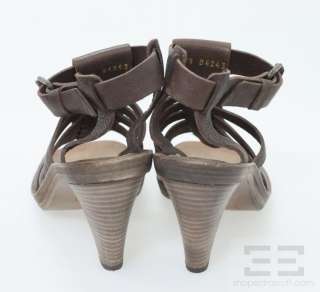Buttero Brown Leather Maestale Strappy Sandal Heels Size 38 NEW  