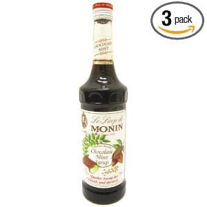 Monin Chocolate Mint Syrup   750ML Glass bottle, 25.4 Ounce (Pack of 3 