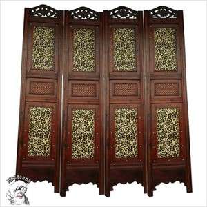 Buyers Choice Decorative 4 Panel Wood Room Divider Screen  Leopard 