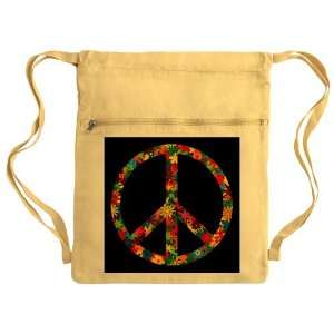   Bag Sack Pack Yellow Peace Symbol Flowers 60s: Everything Else