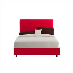  Oatmeal Skyline Double Tufted Button Suede Upholstered Bed 