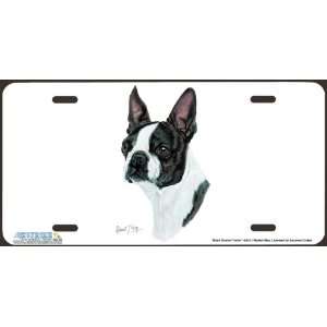  Black Boston Terrier Dog Art License Plate Car Auto Tag by 