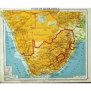  1925 Map South Africa Australia New Zealand Guinea
