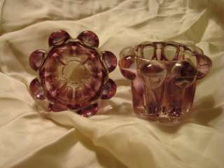 PAIR AMETHYST CANDLE HOLDERS, REIMS, FRANCE MINT COND.  