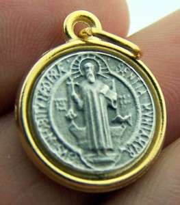 Saint St Benedict Prayer Exorcism Prayer Medal Gold Silver 5/8 2 Tone 