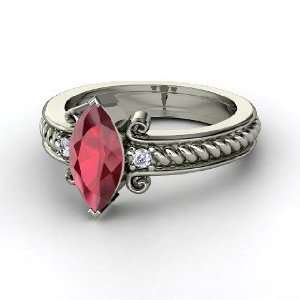  Catelyn Ring, Marquise Ruby 14K White Gold Ring with 