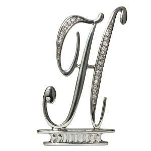 Ivy Lane Design Monogram Crystal Cake Top Letter H, Silver, 4 1/2 Inch 