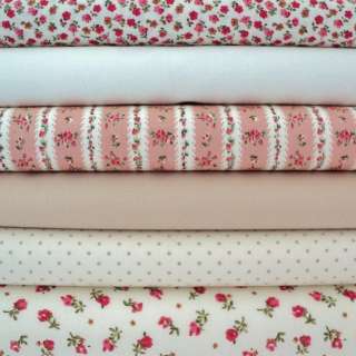 FQ   shabby COTTAGE CHIC   SPRIG   PINK COTTON FABRIC  
