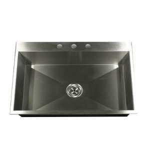  Self Rimming 33 Stainless Steel Single Bowl Kitchen Sink 