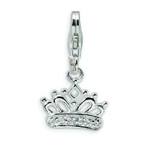  Sterling Silver CZ Crown Lobster Clasp Charm: Arts, Crafts 