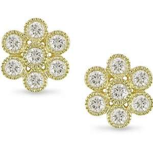  14k Yellow Gold 1/2ct TDW Diamond Flower Earrings: Jewelry