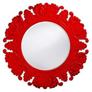  Anita Round Framed Mirror in Red